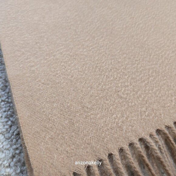 NWOT Tan Cashmere Scarf With Fringe - Picture 12 of 16